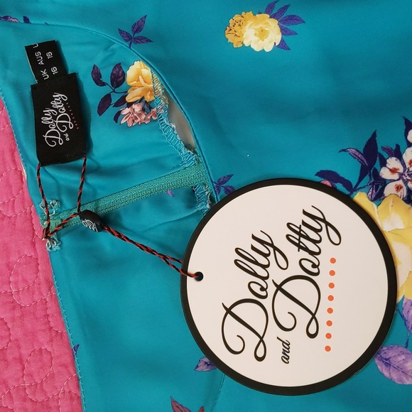 NWT Dolly and Dotty Vintage-Inspired Turquoise Swing Dress US 12 - Picture 4 of 8